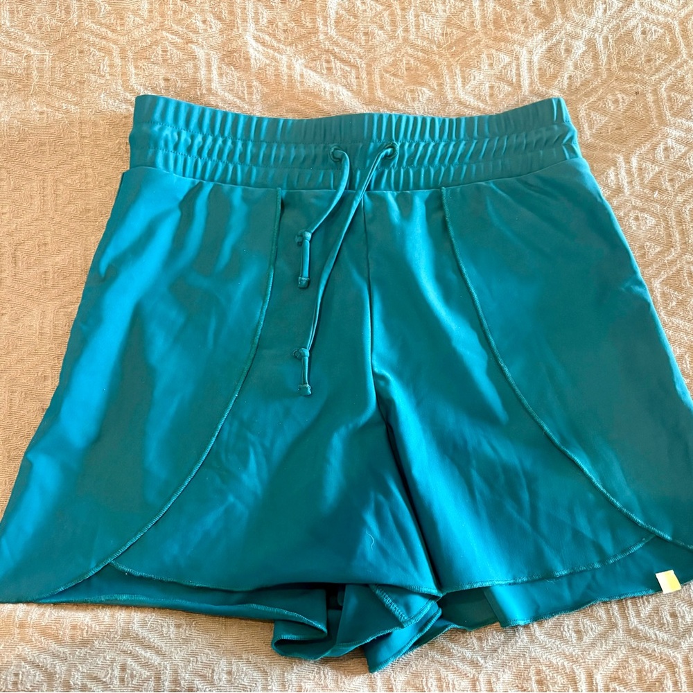 summersalt Teal Athletic Shorts with Drawstring Waist
